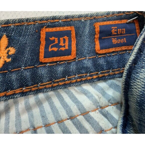 Rock Revival Eva Boot Cut Jeans Size 29 Distressed Denim Blue Womens - Picture 3 of 16